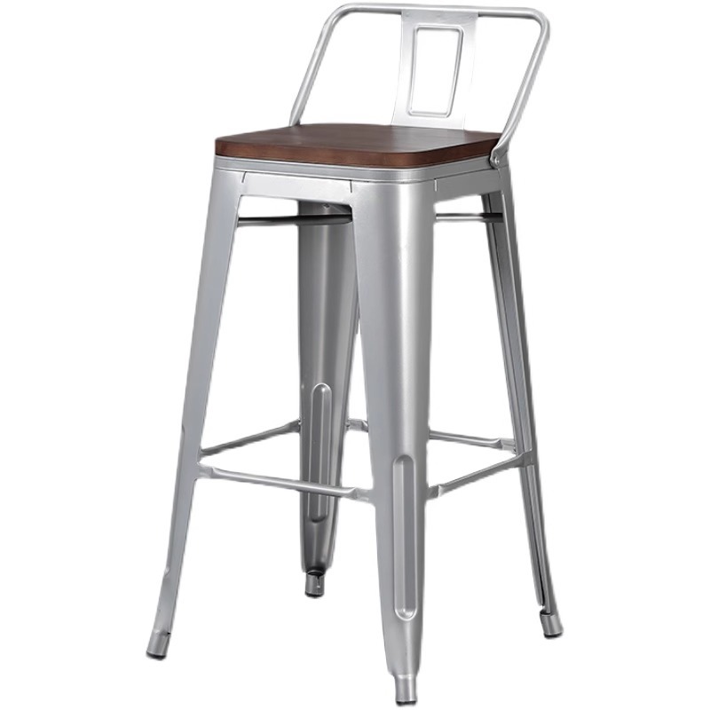 Silla de bar minimalista moderna con taburete alto, madera maciza, para caja registradora