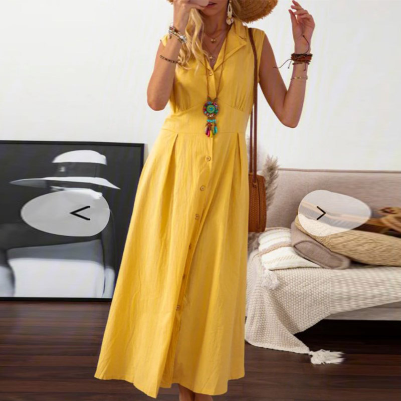 287g Weight Maxi Long Dress Dress Length Type Wholesale Women's Casual Solid Color Holiday Daily V Neck Turndown Sleeveless Tank Dress