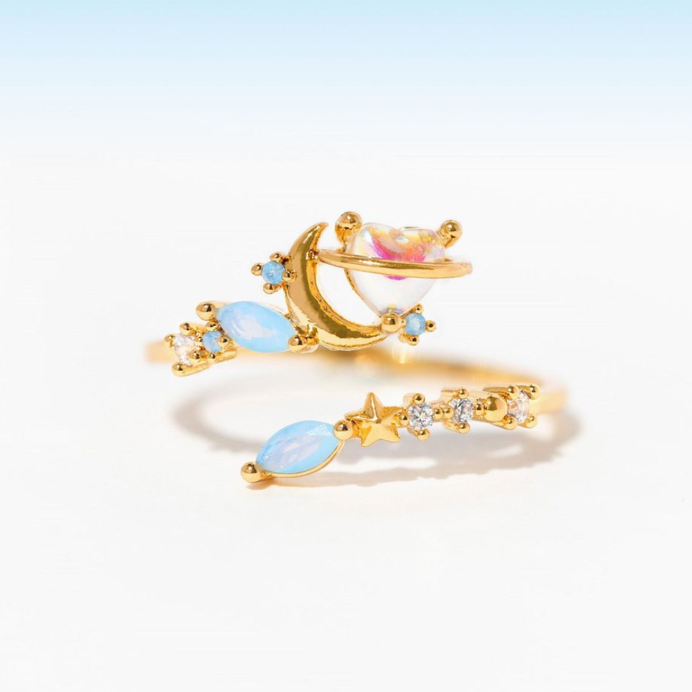 8g Weight Copper Inlay Heart Shape Butterfly Zircon Open Rings