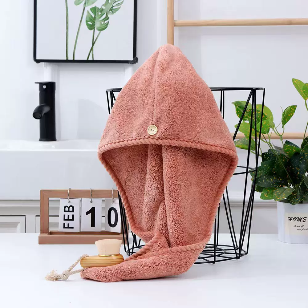 定制2024新款女加厚干发帽批发螺旋包边150克可爱擦洗头干发毛巾