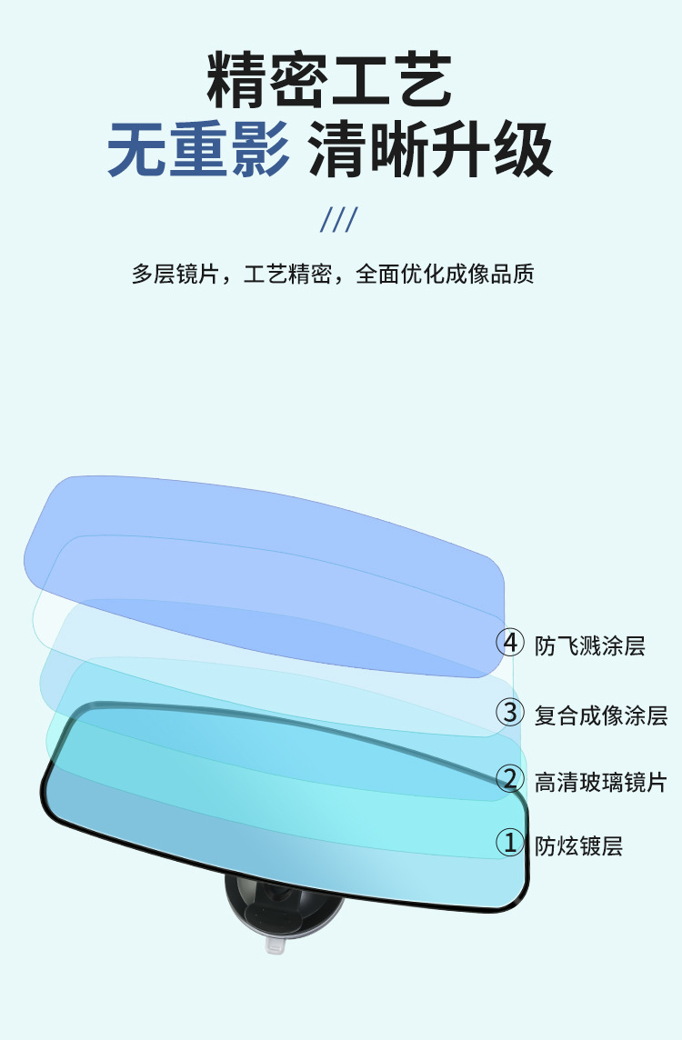 Car wide field of view car interior rearview mirror suction plate tricycle coach car auxiliary reversing mirror HD blind spot mirror