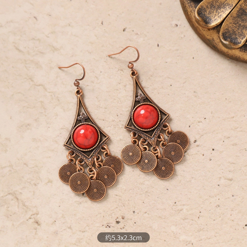 29-Vintage diamond star inlaid stone (red)