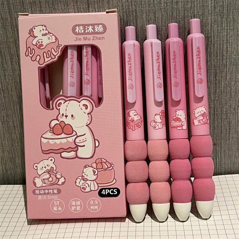 Cute color gradiente de tres secciones cubierta lápiz esponjoso en el viento alto valor de la cara st cabeza negro cepillo de secado rápido lápiz estudiante