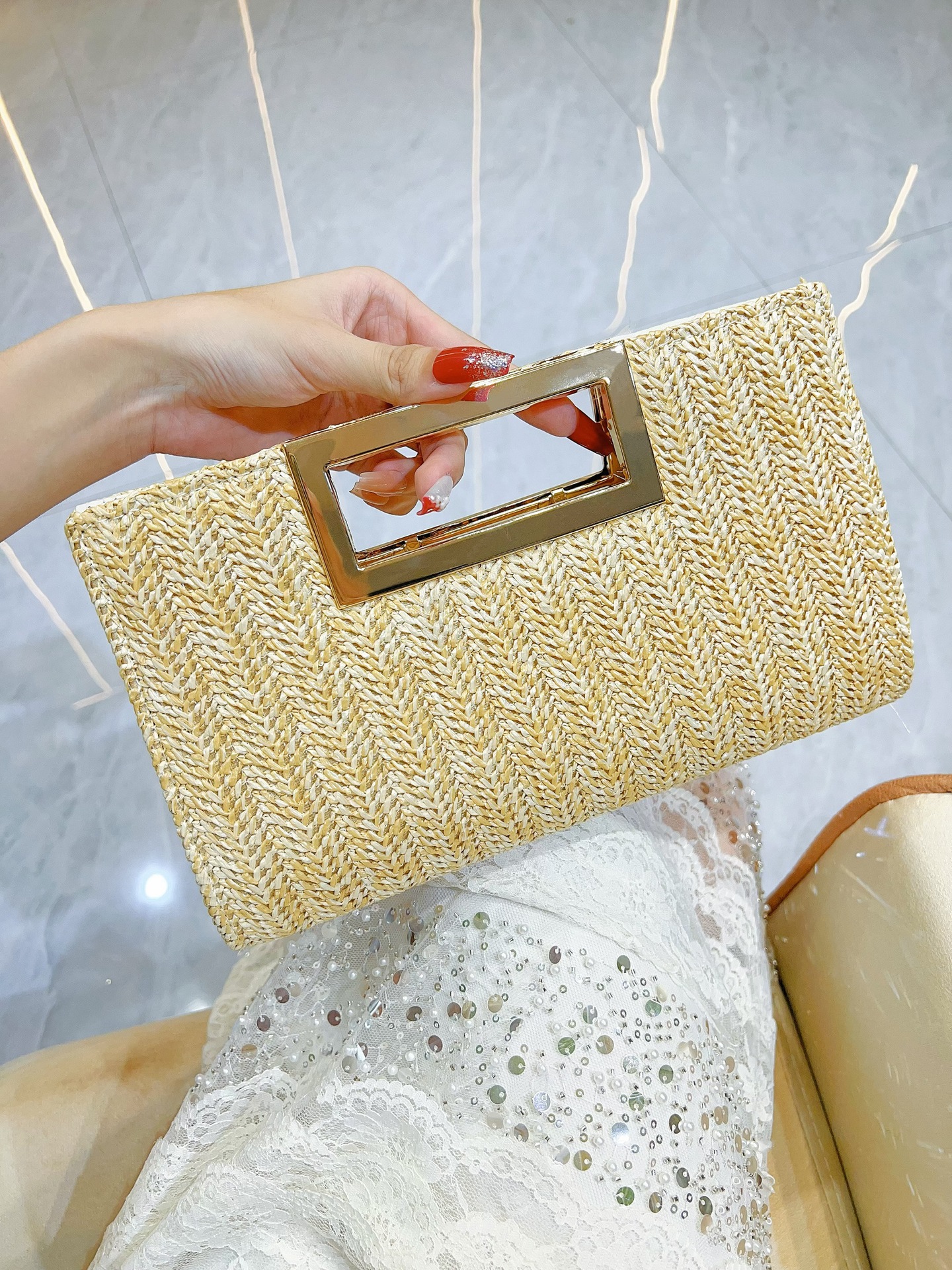New Cross-Border Woven Handbag Clutch Straw Fashion Simple Crossbody Hot-Selling Women's Bag Large Capacity_voghion.com