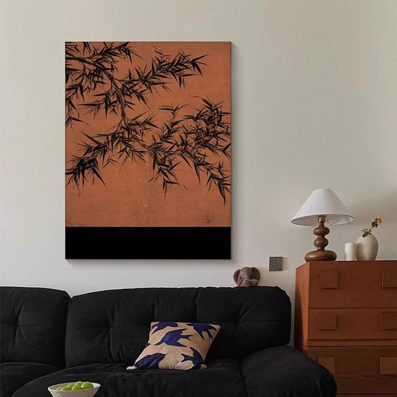 《墨竹》中古风客厅装饰画新中式禅意客厅挂画水墨竹子艺术摆画|undefined
