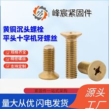 国标纯黄铜十字槽机螺钉平头M3机牙螺丝防腐防锈批发定制高精度