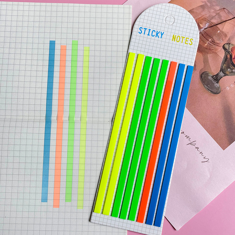 Colorido y estrecho índice de etiqueta de punta de estudiante etiqueta transparente etiqueta multicolor fluorescente