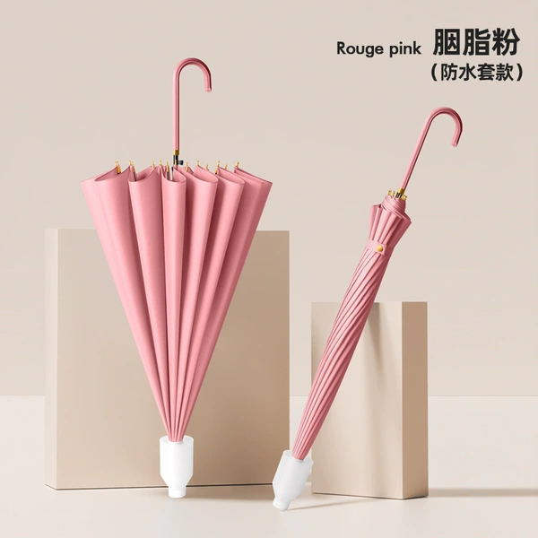 Rouge powder with waterproof cover-16 bone skin bent handle-fiber wind-resistant umbrella bone