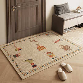 入户门地垫仿亚麻入户脚垫可裁剪门口门垫轻奢高级感卧室防滑地毯