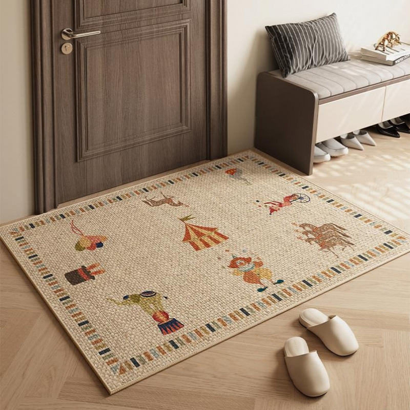 Entrance Door Mat, Faux Linen Entryway Rug, Customizable Door Mat, High-End Feel, Non-Slip Bedroom Carpet, Foyer