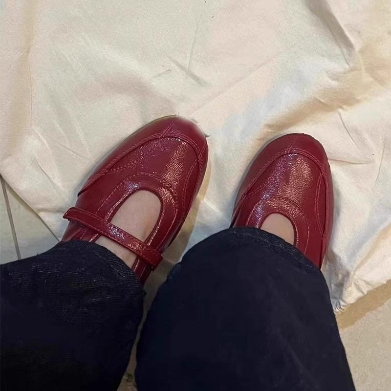 White ~ Velcro Casual sneaker Women's All-match Ballet Style Mary Jane Red Flat Shoes Trendy Loafers