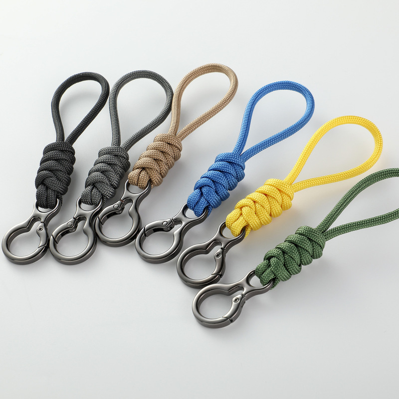 8-shaped buckle hand-woven paracord short braided lanyard DIY wrist strap flashlight tail cord anti-loss car keychain