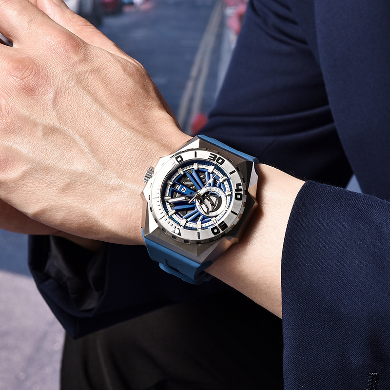 paganidesign reloj de hombre Bergani gran dial reloj mecánico automático caja de acero PD-YS007