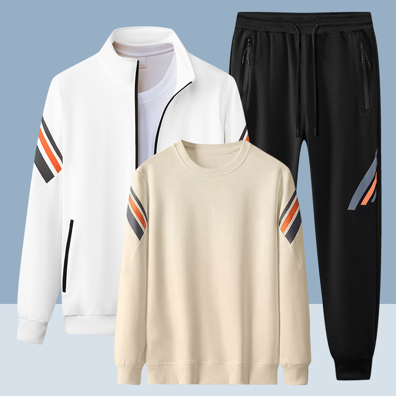Otoño y invierno pareja de tres piezas juego de carreras deportivas casuales camisetas cardiganes chaqueta universal para hombres y mujeres