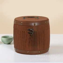 木质茶叶罐茶叶桶散茶盒复古小青柑木桶茶叶包装咖啡豆小木桶