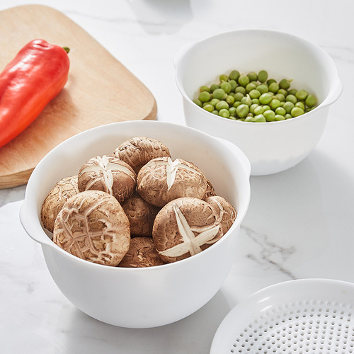Kitchen double-layer drain basket with lid food-grade fruit and vegetable drain basket household large vegetable washing basket rice basket storage basket