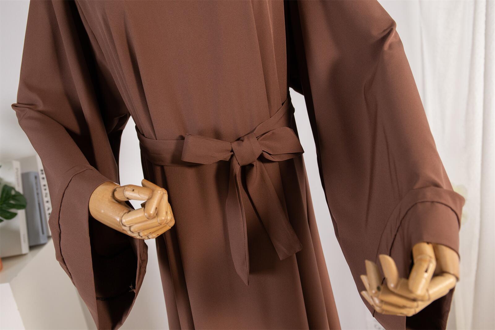 Cross-border Women's Dress, Solid Color Islamic Clothing, Dubai Saudi Turkey Robe, Middle Eastern Foreign Trade Style_ecoleips.com