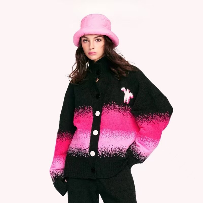 High Street National Trend Hip-Hop Color-Blocking Gradient Half-Velvet Loose Lazy Style Trendy Personality Retro Loungewear for Winter