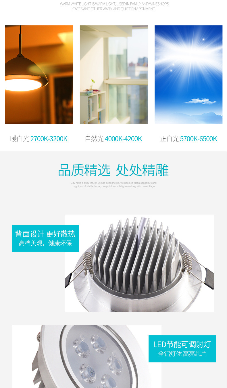 led天花灯大功率小3w5w12w18W客厅射灯高光烤白牛眼灯可调高显色-阿里巴巴