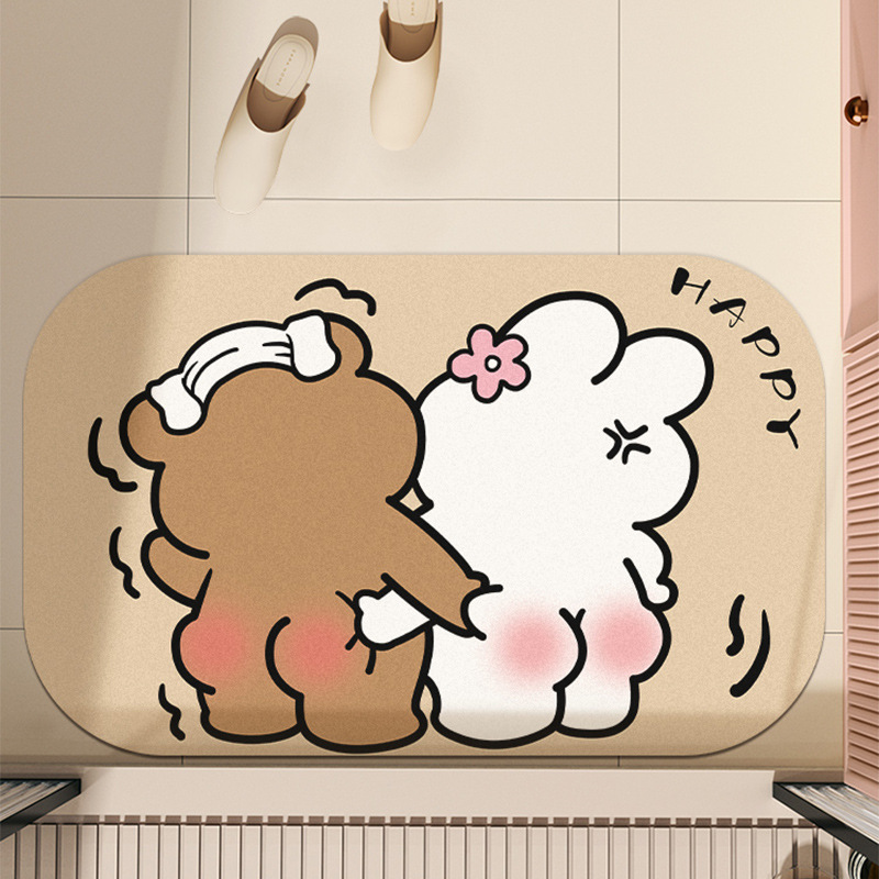 엉덩이를 꼬집는 갈색 토끼와 곰