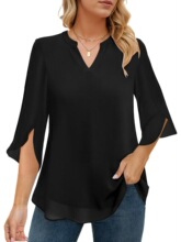 I 27771 V-Neck Floral Sleeve Blouse ��������� ŷ���羳