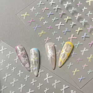 สติกเกอร์ติดเล็บลายโบว์สีพาสเทล