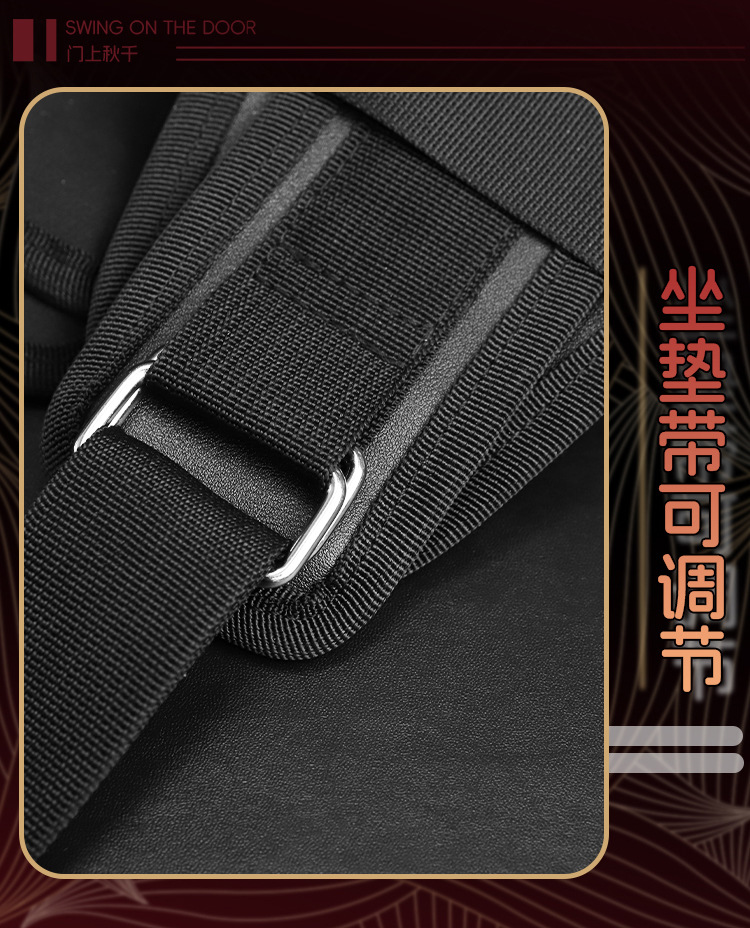 Door Swing Split-Leg Bondage Straps in Black with Metal Hardware — detail image 23