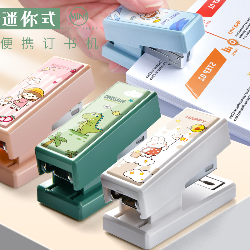 Office Learning Stationery Cute Mini Stapler Staple Pins Large Handheld Small Binding Tool Set Wholesale