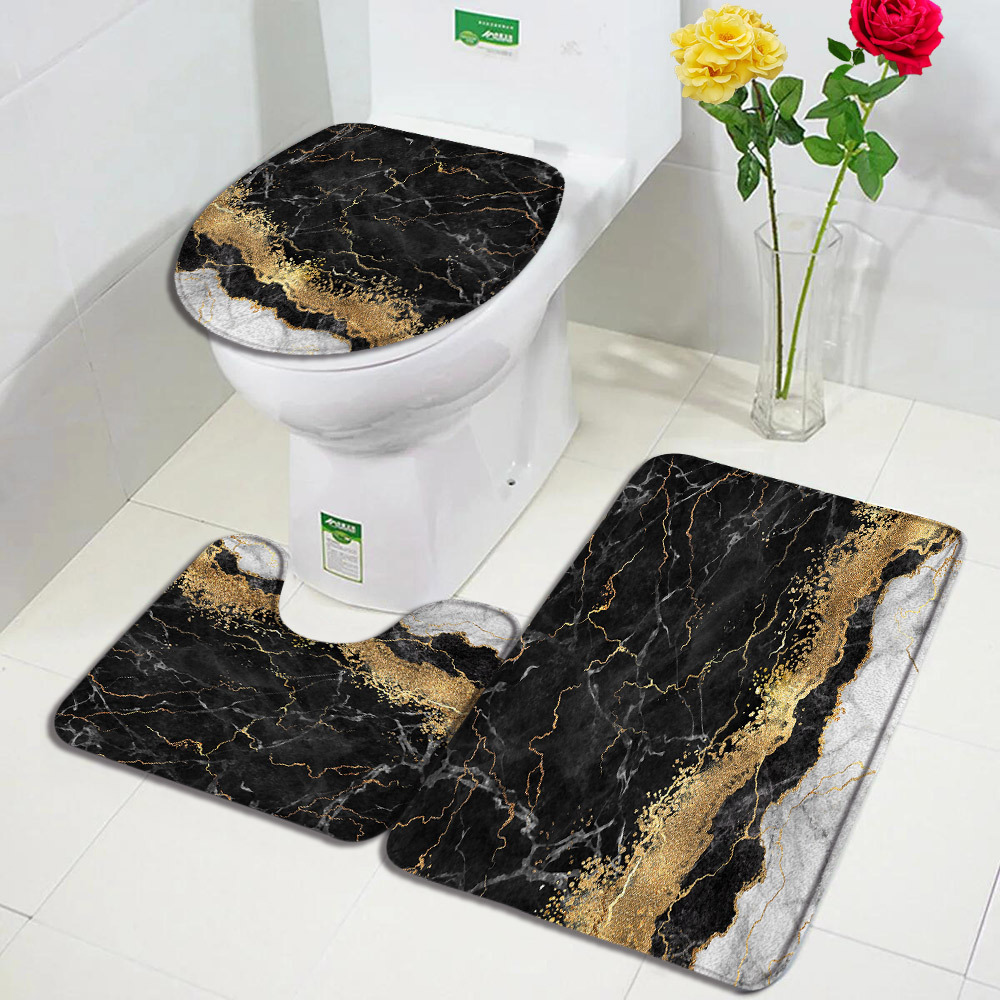 Baño transfronterizo de tres piezas aislante de frío absorción de agua alfombra de franela resistente al desgaste y sucia fácil de cuidar alfombra antideslizante de decoración doméstica