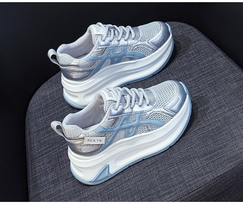 Giày sneaker nữ đế dày tăng chiều cao phong cách thể thao — M2852 be, M2852 xanh, M2852 vàng chi tiết 20