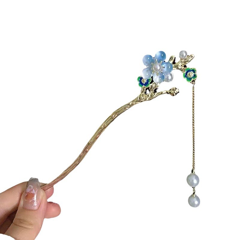 Horquilla de flores horquilla de pelo de plato chino de alta calidad horquilla de cheongsam con tocado de Hanfu