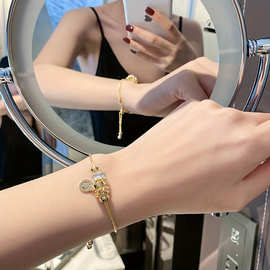 蓝菁 高级感轻奢锆石几何手链 时尚百搭跨境手环 小红书同款手饰