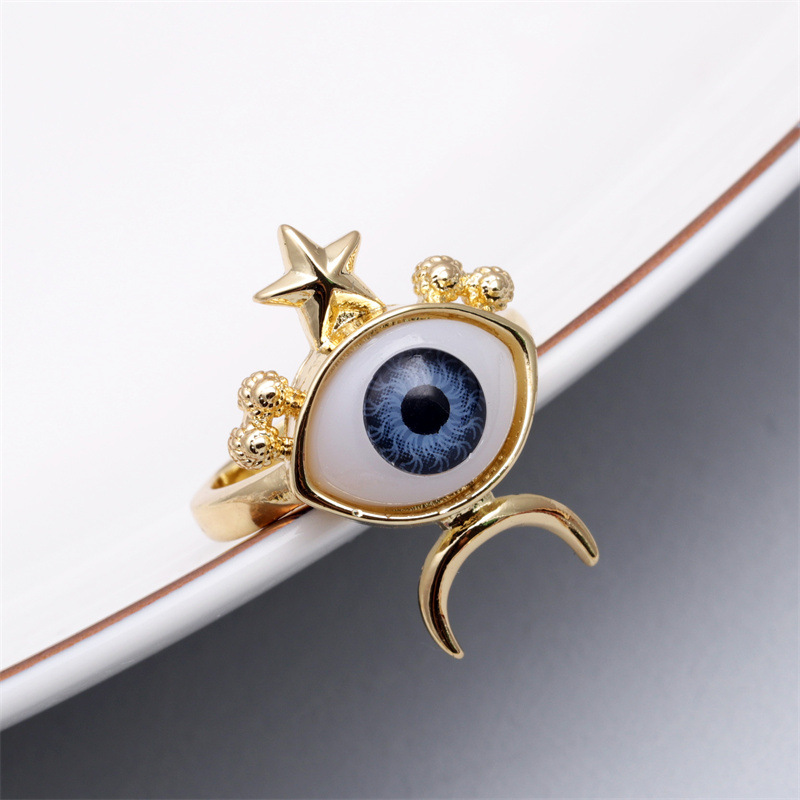 Unisex Gender Fashion Devil's Eye Copper Rings Inlay Zircon Copper Rings