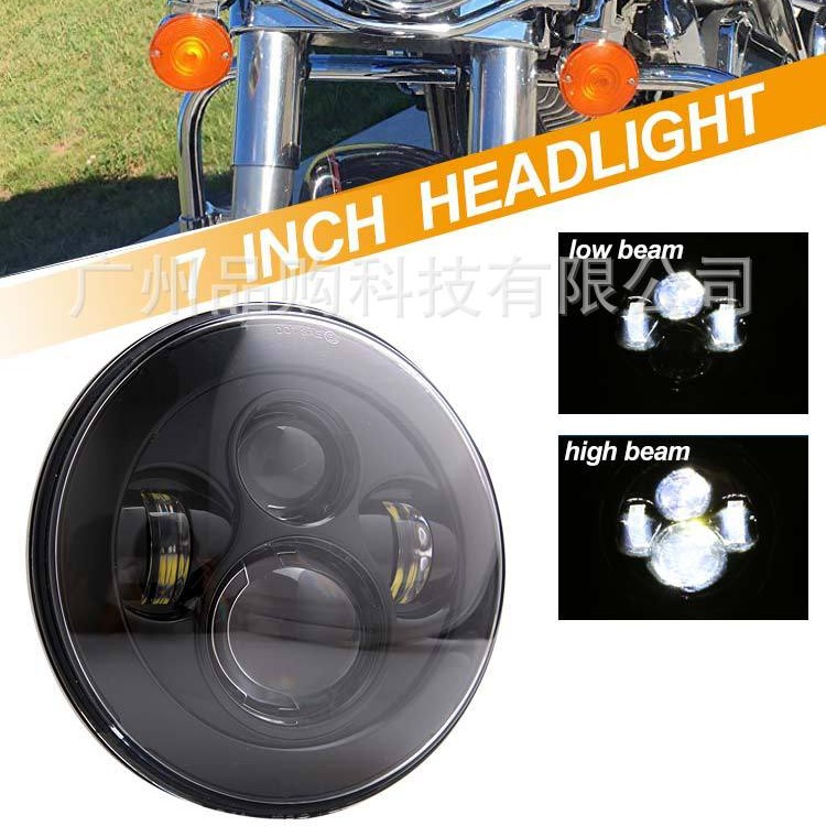 Jeep 7 inch LED Headlight for Wrangler Jeep Motorcycle Harley (Motorcycle headlights, headlights) - 7-inch-4-bead-black-headlight-single-no-ring