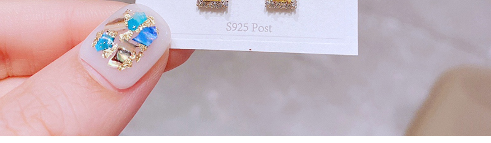 Korean Earrings Set Exquisite Color Water Drop Geometric Zircon Earrings Combination display picture 6