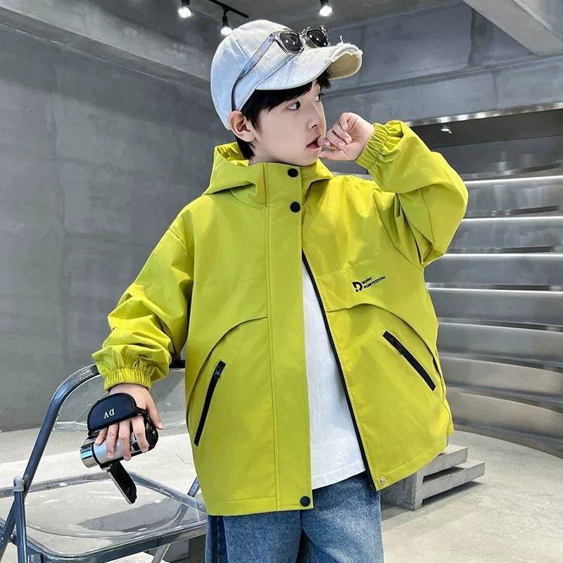 Boys' jacket for spring and autumn 2026 new model children's spring wear boys' hooded windbreaker for older children loose-fitting trendy jacket Boys' jacket for spring and autumn 2026 new model children's spring wear boys' hooded windbreaker for older children loose-fitting trendy jacket