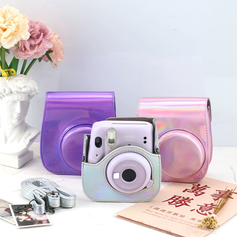 Сумка-органайзер для камеры Polaroid Mini11, PU лазерная отделка, регулируемый ремень, магнитная закрутка