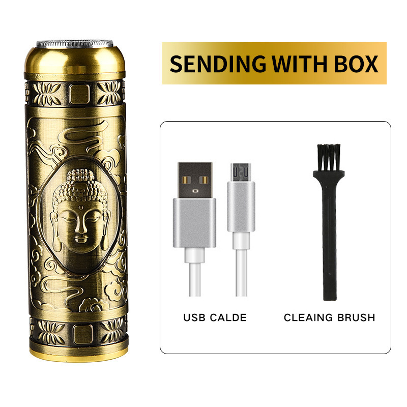 Afeitadora eléctrica transfronteriza, afeitadora portátil recargable, pistola de acero pequeña para hombre, Douyin, tres cabezales súper limpios