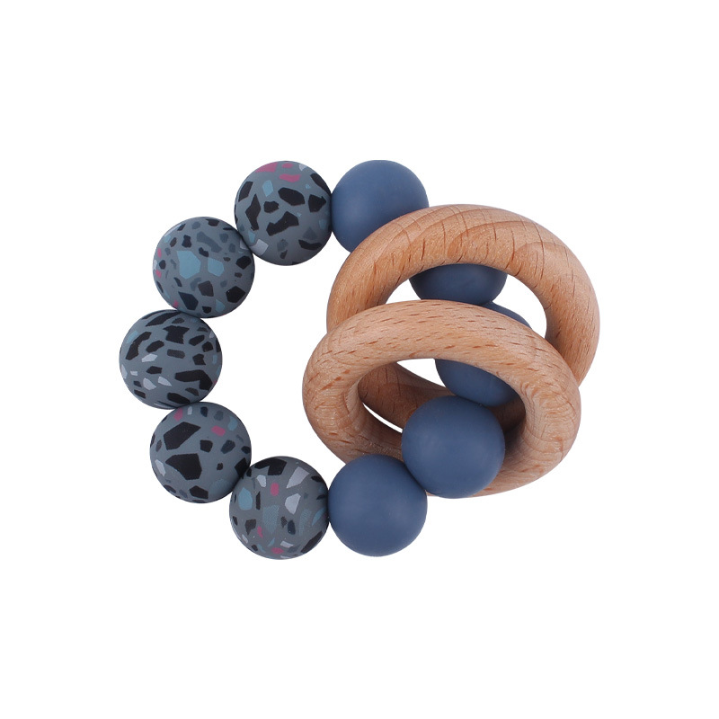 Nuevo bebé suministros de silicona leopardo cuentas mordedor pulsera calmante bebé DIY mordedura de silicona juguete de haya