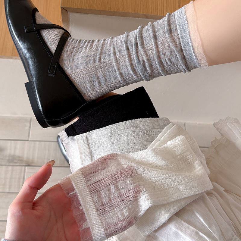 Summer Thin Breathable Silk Stockings for Women, Seamless Long Socks, Ballet Style, Paired with Mary Jane Leather Shoes, Slouch Socks
