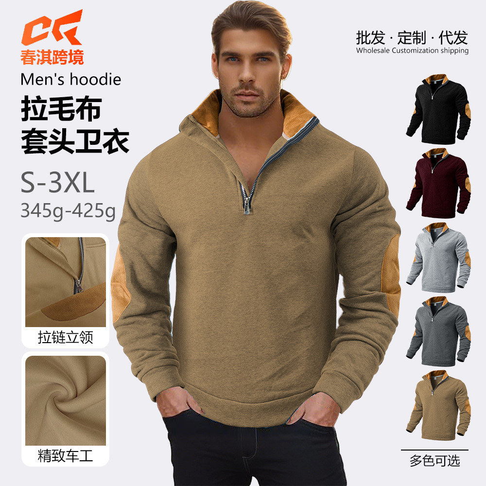 Nuevo transfronterizo primavera y otoño estilo europeo y americano hombre bordado casualidad al aire libre collar de manga larga gruesa suéter hombre