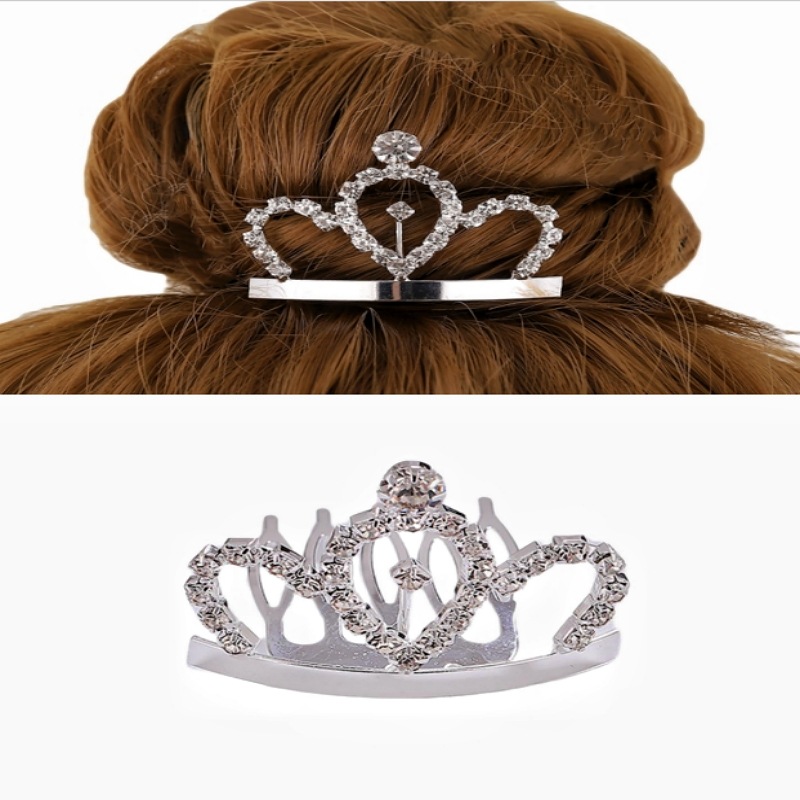 Super Flash rhinestone corona peine accesorios para el cabello de los niños lindos horquilla princesa peine del pelo nupcial updo tocado del pelo