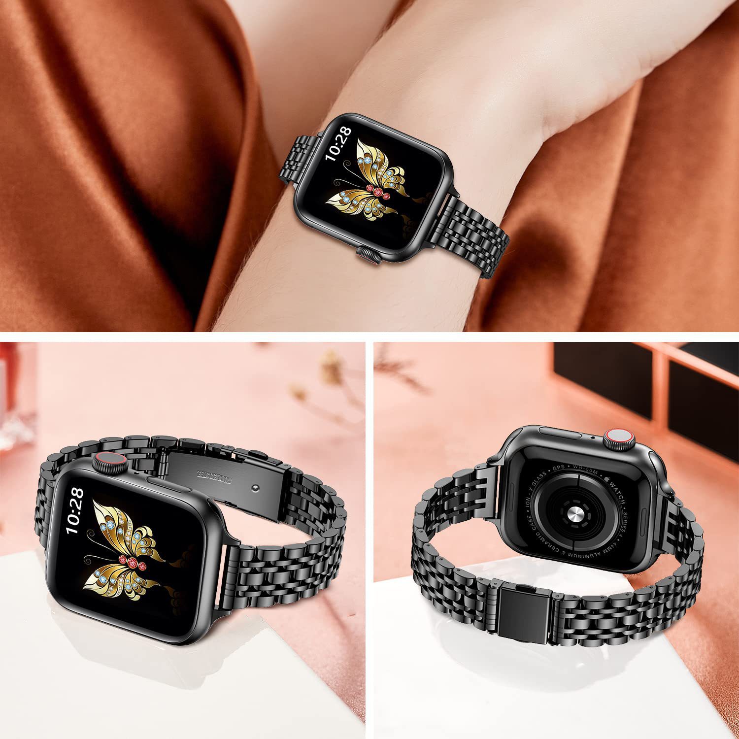 92g Weight Smart watch strap Classification Alloy Material Multicolor, Solid Color Pattern Elegant Style Elegant Multicolor Solid Color Smart Watch Strap 9