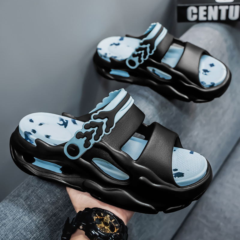 Verano Eva pareja zapatillas de soleas gruesas de color combinado antideslizantes zapatillas de hombre y mujer al aire libre dos zapatos de playa de altura image 5