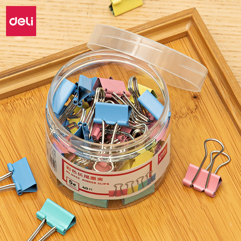 Powerful 8555-5# Colorful Long Tail Ticket Clips 19mm Metal Swivel Clamps Document Holders (40 pcs/Tub)