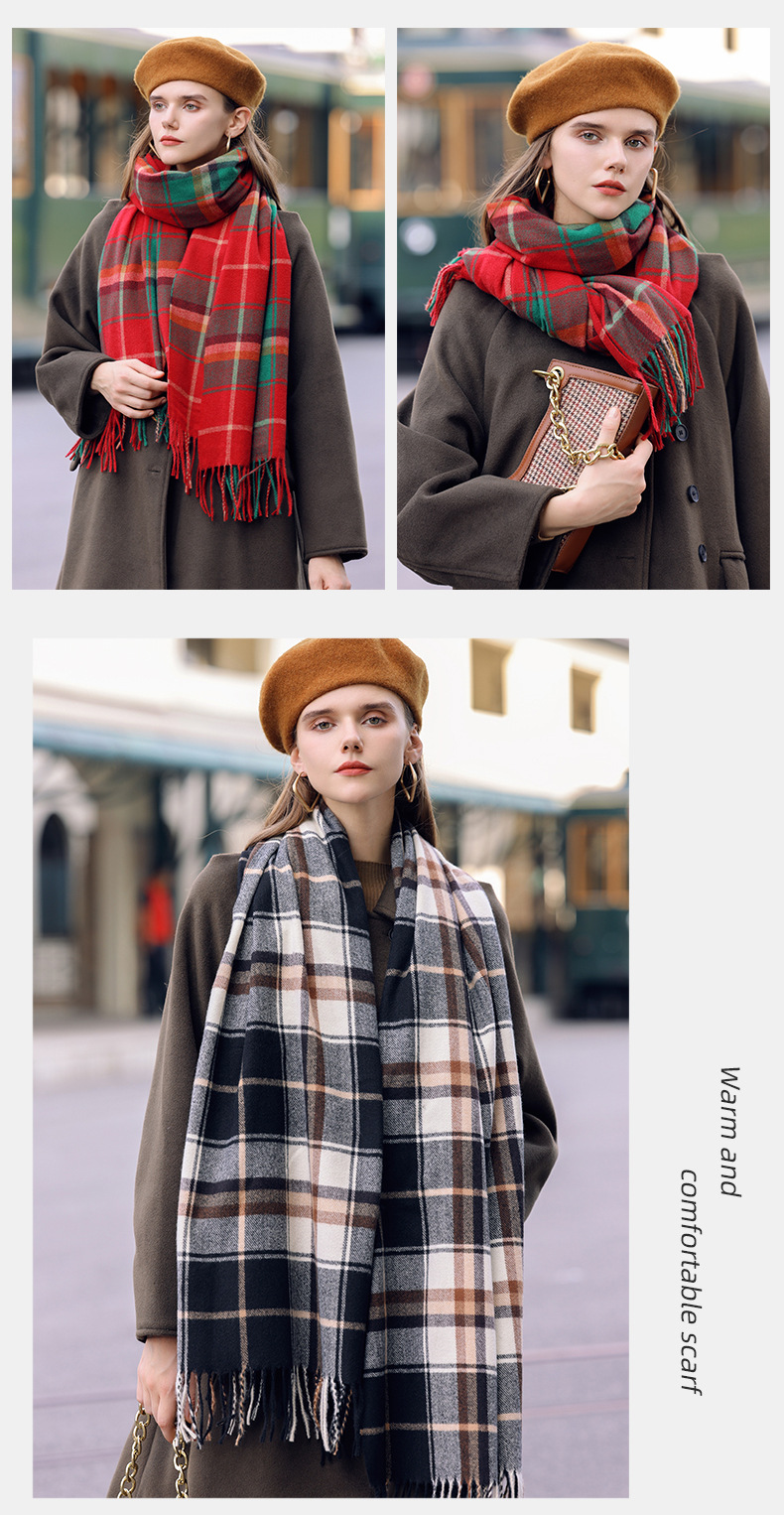 Sciarpa a quadri da donna sciarpa invernale calda ed elegante_voghion.com