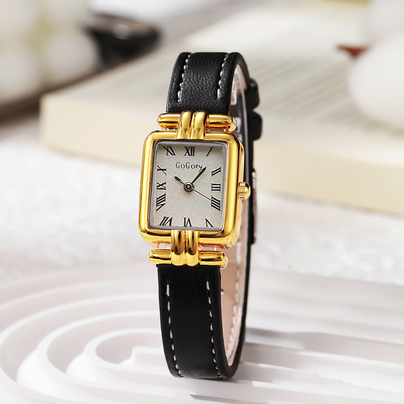 新型のレトロな小さい四角形の女性の腕時計の女性の時計のシンプルなローマのレトロなベルトの高級感の軽い贅沢な生放送の爆発金