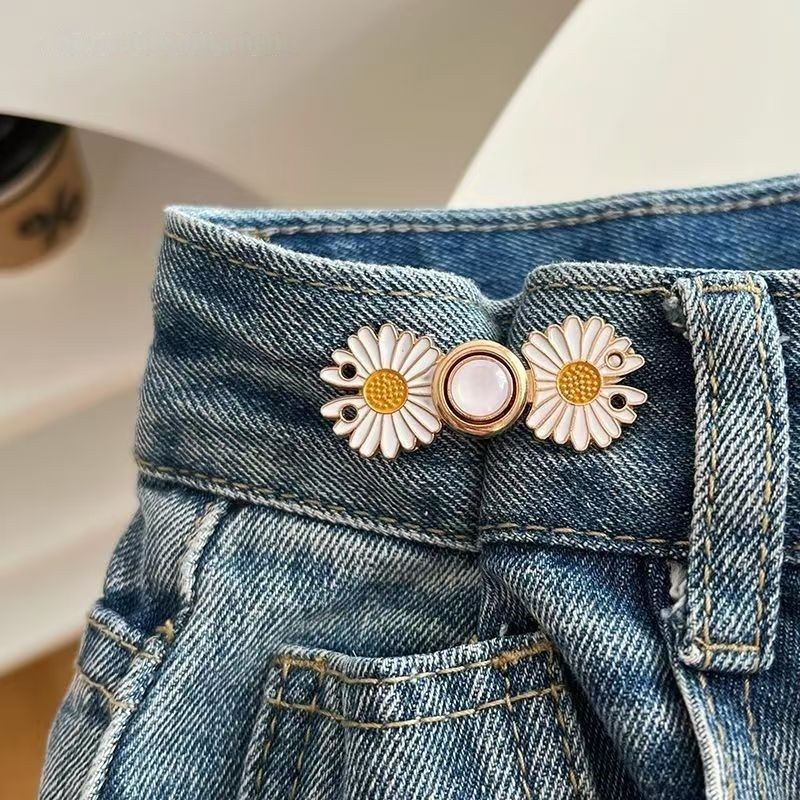 Sin perforación, hebilla de cintura, ajuste de cintura, pantalones, pantalones de mezclilla, cambio grande, hebilla de ajuste elástica pequeña, hebilla de cinturón invisible