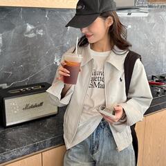 KITTINレトロ刺繍ショートコート女性2025春の新型ゆるい上着の小柄な工装ジャケット