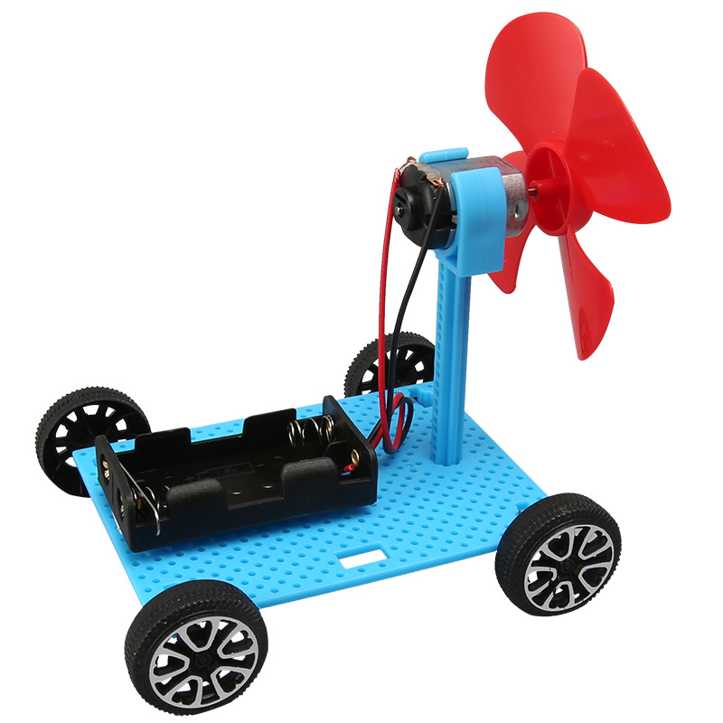 Hecho a mano DIY coche accionado por aire niños estudiante de la escuela primaria tecnología educativa pequeña producción experimento científico material de juguete de enseñanza